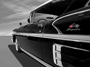 58 Chevy Impala in Black and White