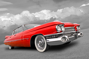 Red Cadillac 1959 Sedan de Ville