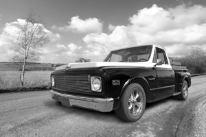 Chevy Custom C10 Stepside in Black and White