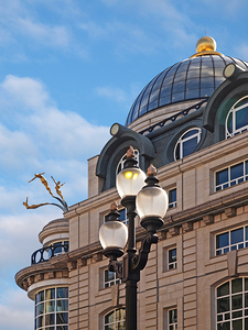 Criterion Building With Three Gold Divers On Roof