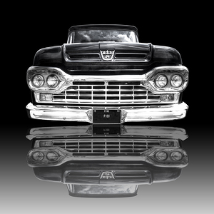 Ford F100 Reflection on Black