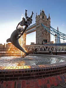 Girl and Dolphin at Tower Bridge