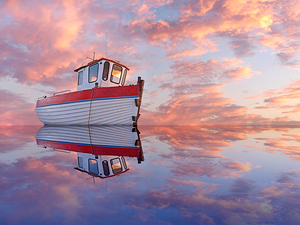 Peaceful Evening - Fishing Boat at Sunset