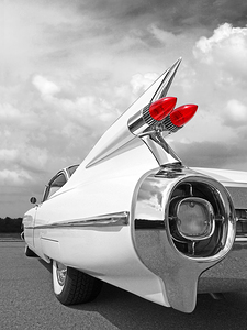 Reach For The Skies - 1959 Cadillac Tail Fins Black and White