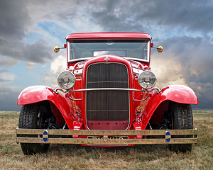 Red Ford Coupe Head On