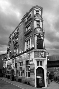 The Black Friar London Pub Bar in Black and White