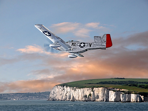 p-51 Over The White Cliffs Of Dover