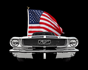 66 Mustang with U.S. Flag on Black