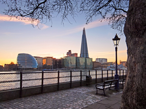 Thames Embankment and Shard London Sunset