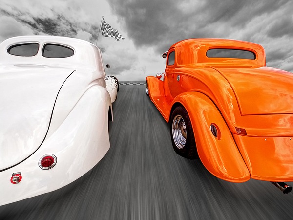 1941 Willys vs 1934 Ford Coupe Print