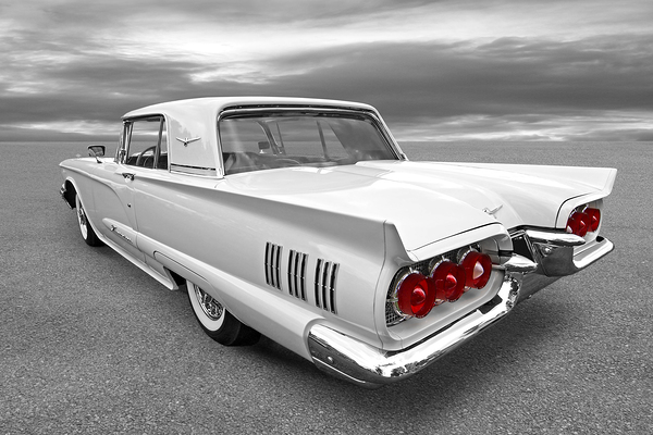 1960 Ford Thunderbird Rear BW Print