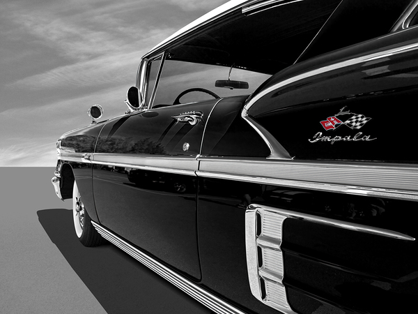 58 Chevy Impala in Black and White Print