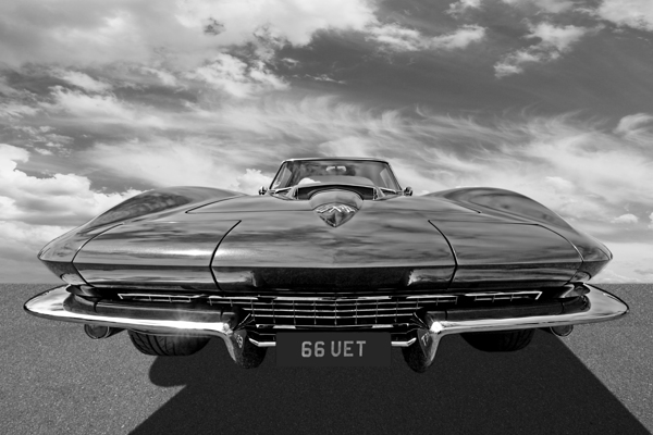 66 Vette Stingray in Black and White Print