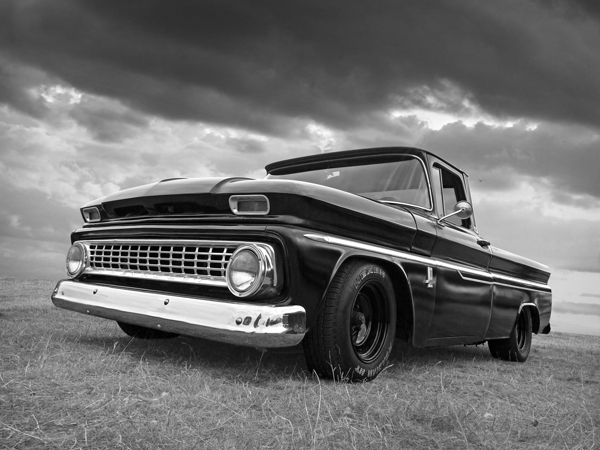 Early Sixties Chevy C10 in Black and White Print
