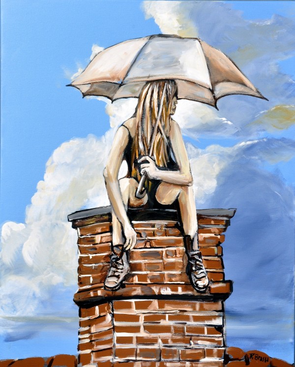 Girl with Umbrella by Roy Brash