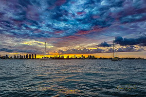 Sunset over Miami Yacht club MYC