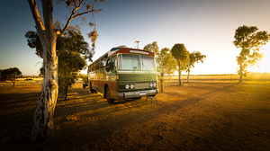 Vintage bus on a Hyden farm