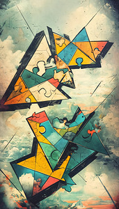  Fragmented Puzzle Pieces
