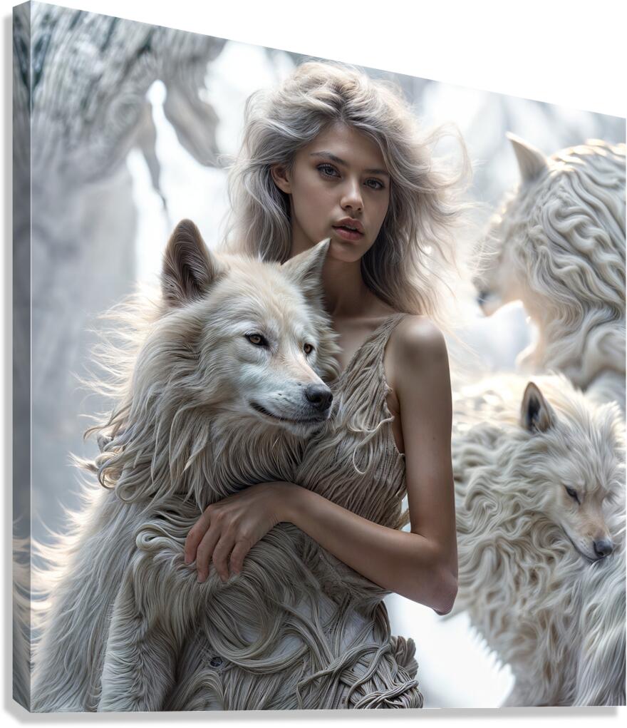 Woman and Wolves  Canvas Print