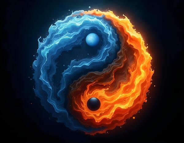 Yin and Yang: Where Fire Meets Water by BayArt