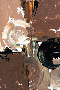 Textured Abstract Painting Brown White - Modern Earth Tone Swirls