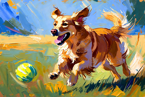 Golden Retriever Chasing Ball