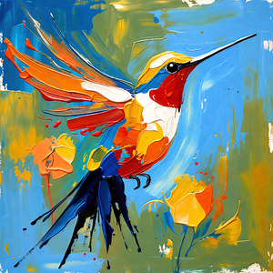 Abstract Hummingbird Splatter