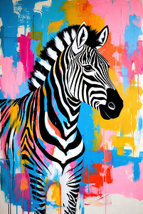Vibrant Pop Art Zebra Portrait