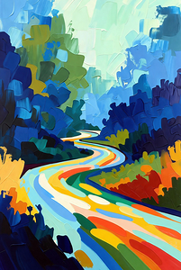 Textured Abstract Nature Path - Winding Woodland Journey