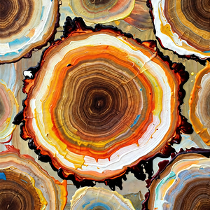 Abstract Tree Growth Rings - Vibrant Earth Tones Concentric Wood Grain Art