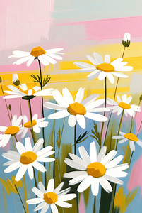 Wild Daisy Field Cheerful Summer Floral Painting