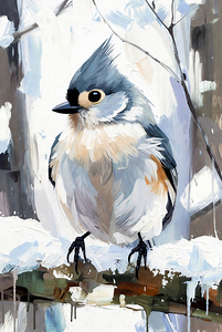 Charming Tufted Titmouse Winter Art