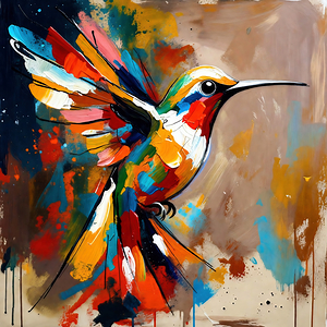 Vibrant Abstract Hummingbird 3