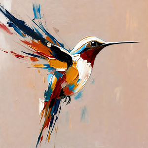 Abstract Hummingbird Splatter Art