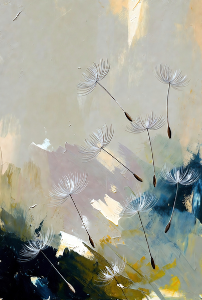 Dandelion Seeds Blowing - Modern Abstract Floral Art by Chris Butler