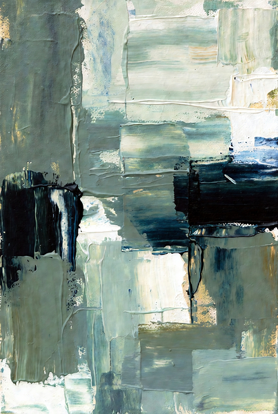 Coastal Serenity Abstract Wall Art - Modern Teal and White Fluid Flow by Chris Butler