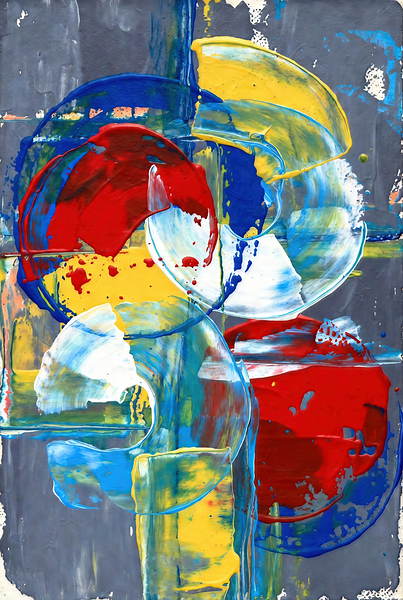 Abstract Expressionist Swirls - Primary Colors Energy by Chris Butler