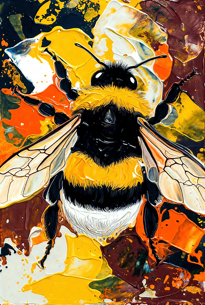 Abstract Bumblebee Garden - Vibrant Textured Bee Art by Chris Butler