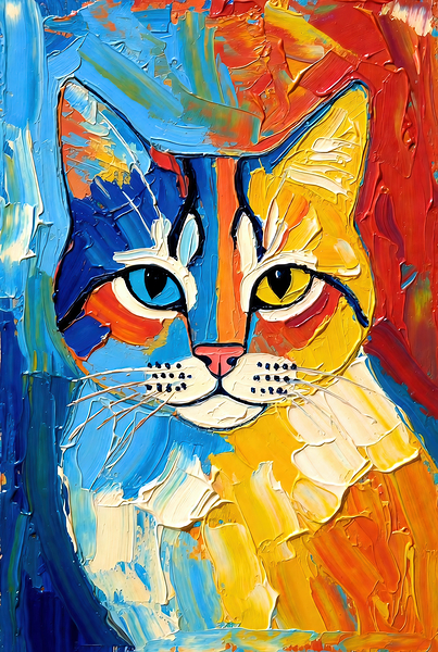 Vibrant Split-Face Chimera Cat Portrait by Chris Butler