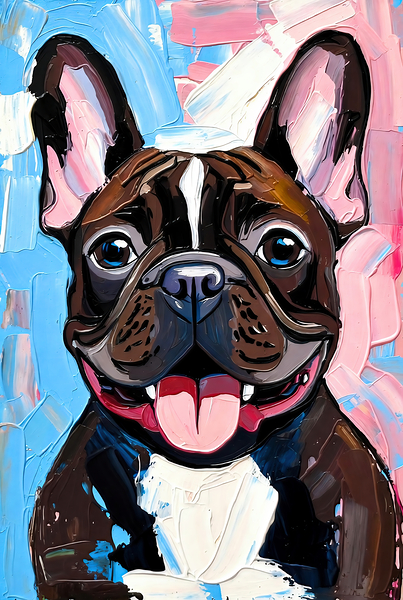Smiling Brindle French Bulldog Pop Art Portrait Print