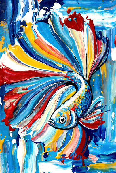 Vibrant Tropical Betta Fish Abstract by Chris Butler