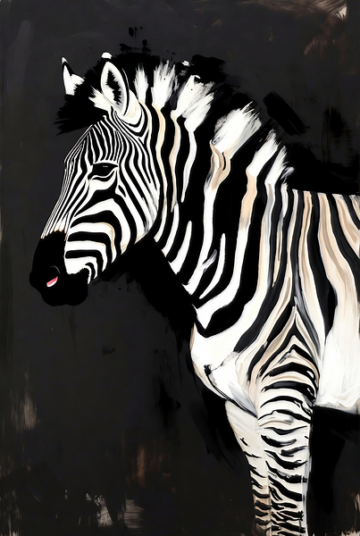 Striped Elegance - Black and White Modern Zebra Portrait by Chris Butler