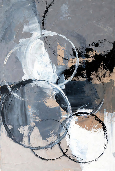 Grey Black White Abstract Circles - Modern Monochromatic Art by Chris Butler