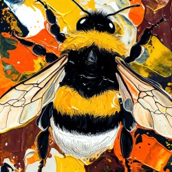 Abstract Bumblebee Garden - Vibrant Textured Bee Art
