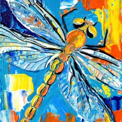 Electric Blue and Orange Dragonfly