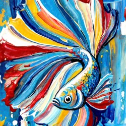 Vibrant Tropical Betta Fish Abstract