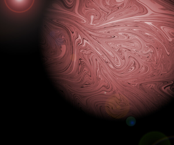 Red planet with lights. Print