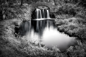 Reynolda Bridge at Lake Katharine in Winston Salem NC in Black and White