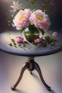 Romantic Pink Peonies on Pedestal Table