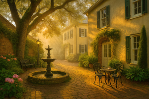 Lowcountry Charleston Garden in Morning Light